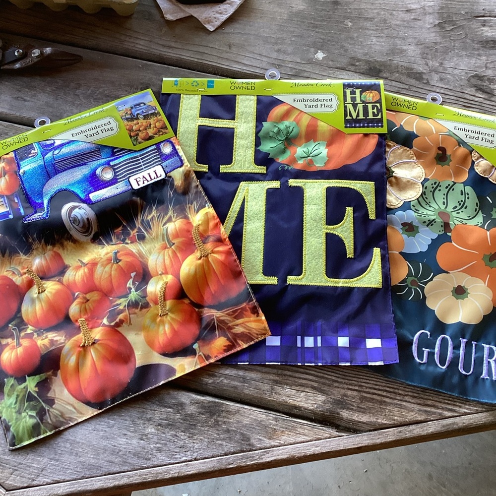 Meadow Creek Garden flags - set of 3 fall themed flags